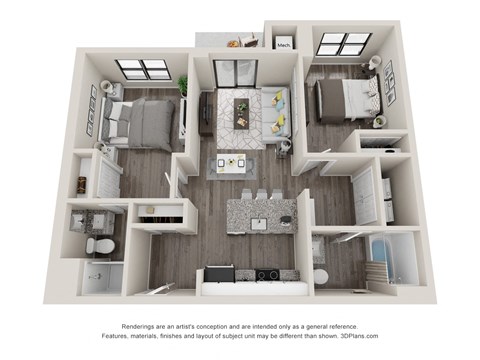 2 bed 2 bath  C3 Floor Planat Latitude at South Portland Apartment, Maine, 04106